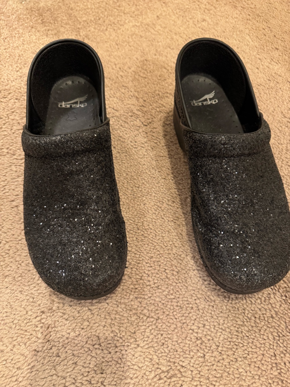 Dansko Black Glitter Professional Clogs - Size 41